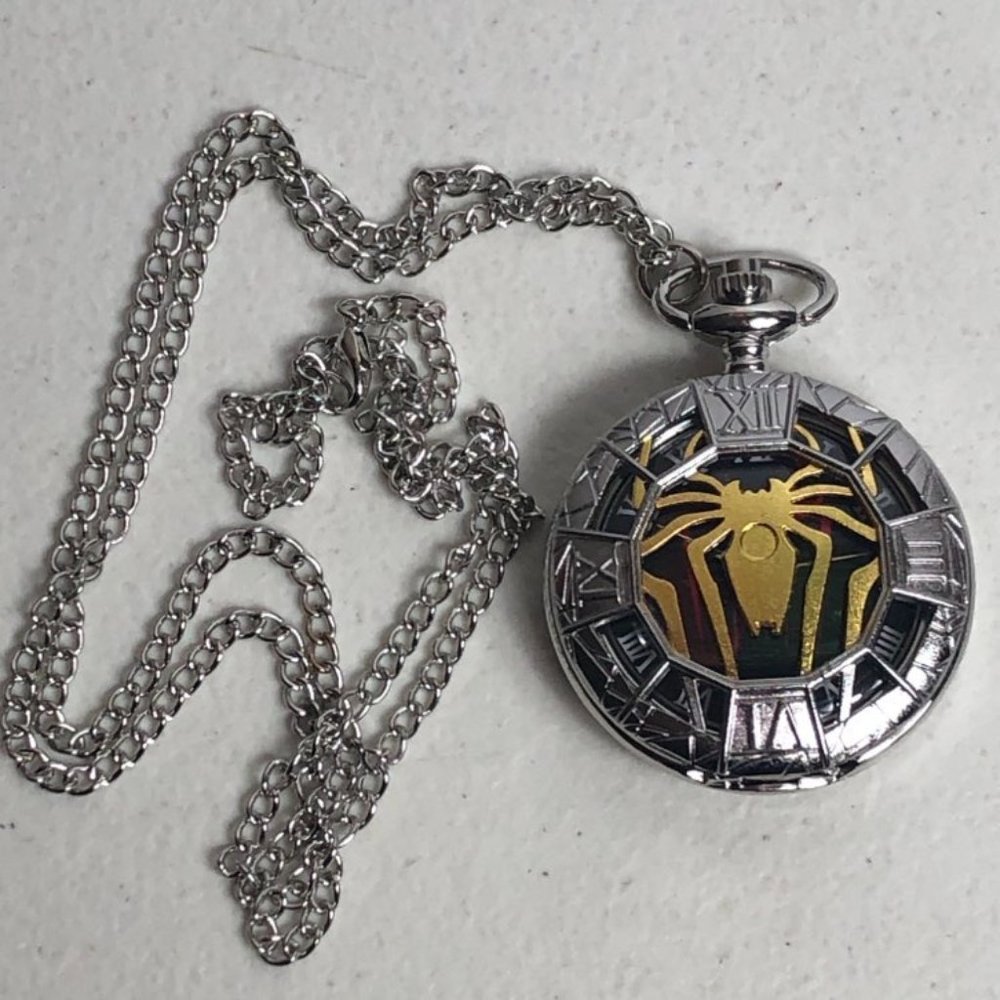 Spiderman Silver Pocket Watch Watches Comic Superhero Spidey